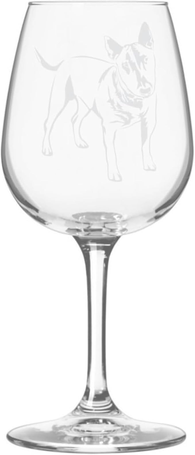 Etched Laser Art Bull Terrier (Alternate) Personalized Dog Themed Etched 12.75oz Wine Glass Custom Dog Breed Wine Glasses for Pet Lovers, Unique Birthday Gift for Men & Women, Personalized Gift