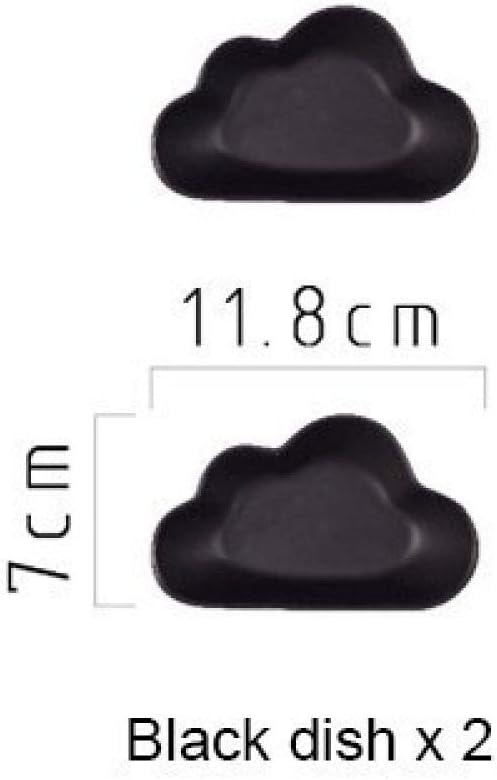 Dinner plate2 PCS 4 PCS Ceramic Color Clouds Plate Porcelain Rain Tray Matt Smooth Plates Cute-black cloud2