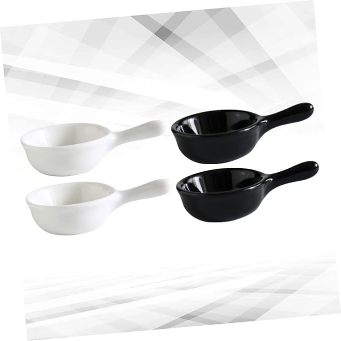 4Pcs Japanese Style Ceramic Dipping Sauce Plates with Ergonomic Handle for Appetizers Desserts and Seasoning Sauces Color for Home Restaurant Use