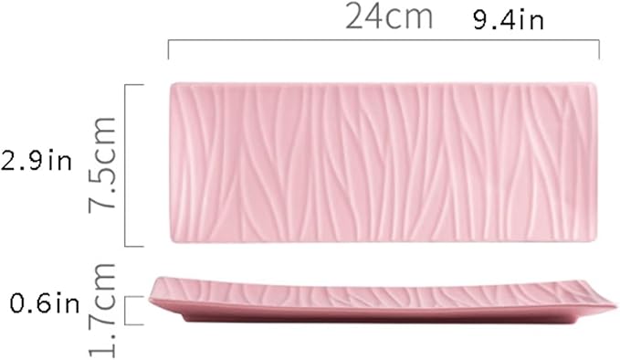 Sauce Dish 9.4inch Ceramic Plate Tree Pattern Rectangular Plate Ceramic Tray for Sushi Appetizer Snack Fruit Cake Server Tray Display Serving Dishes. Snack Bowls(Color:D,Size:24cm)