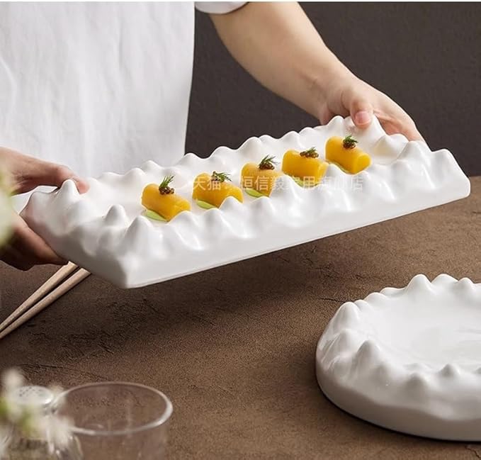 Appetizer Plates Ceramic Dinner Plate Creative Soup Plate Dessert Plate Pasta Sushi Plate Restaurant Cheap Plates(A)