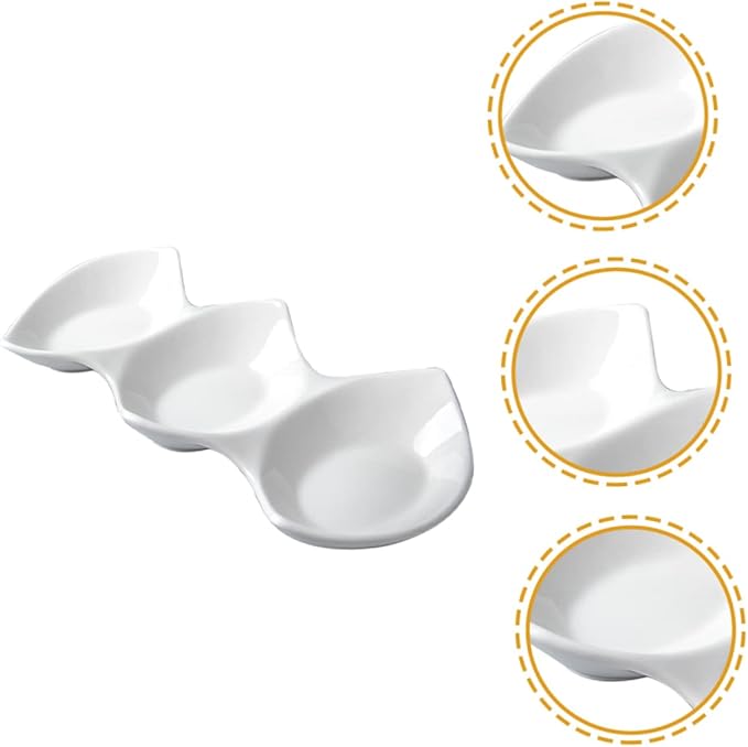 Appetizer Plate Set Three-grid Sauce Dish Perfect for Restaurant Home Hotel Bar