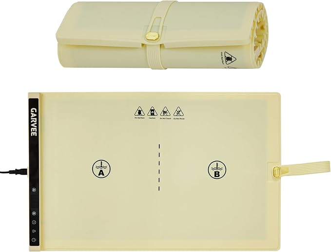 GarveeHome Food Warming Mat for Countertop, 24x15 Inch Dual Zone Electric Warming Tray with Timer & 6 Temp Settings, Portable Food Warmer for Parties Buffets Home Daily Use, Beige