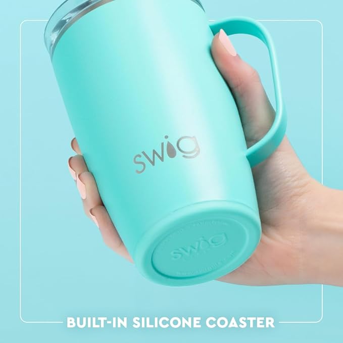 Swig Life 18oz Travel Mug, Insulated Tumbler with Handle and Lid, Cup Holder Friendly, Dishwasher Safe, Stainless Steel, Travel Coffee Cup (Fresh Cut)