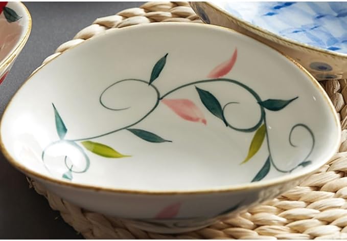 Dessert Plates Seasoning Dipping Side Dish Bowl Japanese Style Particularly Beautiful Salad Dessert Bowl Ceramic Restaurant Hotel Tableware Appetizer Plates Snack Tray(A)