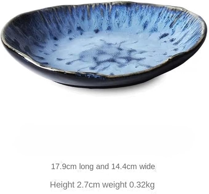 SONGCHAO Party Supplies Oval Dinner Plate Household Fruit Salad Plate Pasta Plate Ceramic Tableware Suitable for Kitchen Restaurant Hotel Party Plates (Size : 17.9cm)