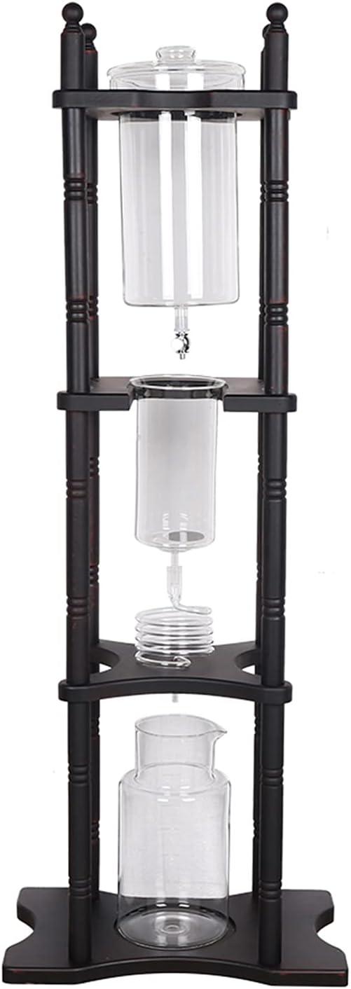 Ice Dripper Coffee Maker, 67.63 oz Cold Brew Coffee Tower with Built-In Glass Filter Core and V-Shaped Spout, Adjustable Speed & Extraction Time Manual Ice Drip Coffee Maker For Cafes Parties