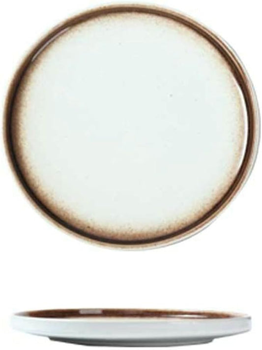 Japanese solid color household simple and exquisite underglaze ceramic plate -8-inch steak plate (Mocha)