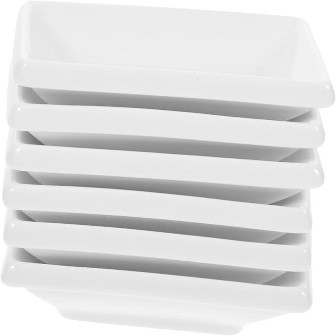 6pcs Rectangular Sauce Dishes Snack Plate Condiment Bowl Ceramic Appetizer Serving Tray