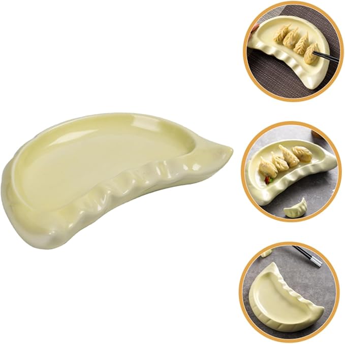 Ciieeo Ceramic Dumpling Plate Cute and Creative Appetizer Dish for Dumplings Snacks and Fruits Spacious and Multipurpose Design for Family Gatherings and Parties