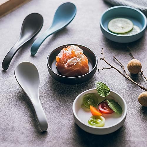 Colias Wing 3.5 Inch Simple Style Single Color Pattern Stylish Design Multipurpose Porcelain Side Dish Bowl Seasoning Dishes Soy Dipping Sauce Dishes-Set of 6-Black/Blue/White