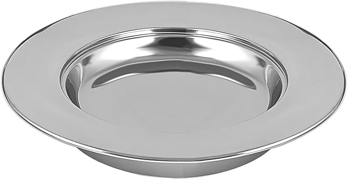 Communion Ware | Stainless Steel Bread Plate for Churches | Holy Stackable Bread and wafers Serving Plate | – Shiny (Silver) Finish