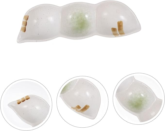3-Compartment Ceramic Snack Dish Retro Japanese Style Dipping Sauce Plate for Appetizers and Condiments Creative Tableware for Home and Parties