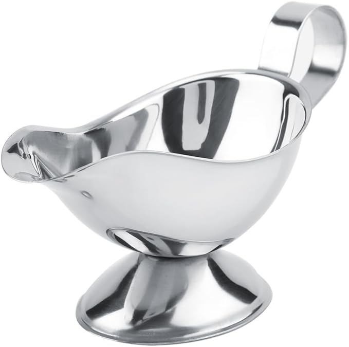 Gravy Boat, Mini Sauce Jug Stainless Steel Gravy Boat with Handle Sauce Cup with Dripless Lip Spout for Gravy Sauces Salad Dressings Cream(5oz)