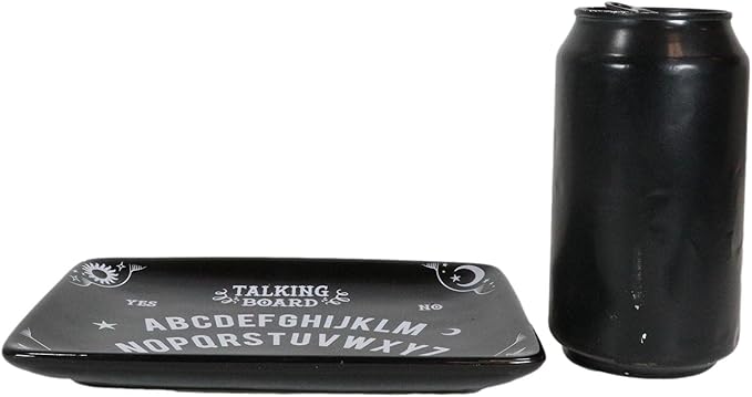 Ebros Gift Wicca Occult Paranormal Talking Board Ouija Planchette Gothic Rectangular Trinket Jewelry Dish Or Appetizer Plate Serveware Bone China Ceramic 6.5" by 4.5"