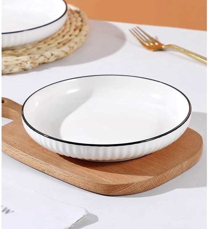 Dining Plates Nordic Style Simple Plate Dish Plate Home Solid Color Creative Personality Round Ceramic Dish Plate Fruit Salad Plate Dinner Plate(A,8in*4)