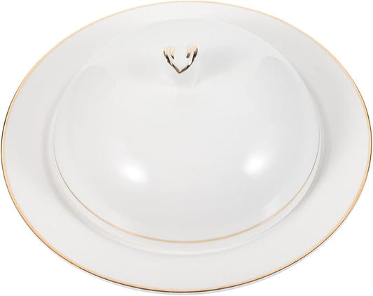 Ceramic Serving Plate with Dome Cover Elegant Decorative Dish for Steak Pasta and Appetizers for Weddings Gatherings and Daily Use