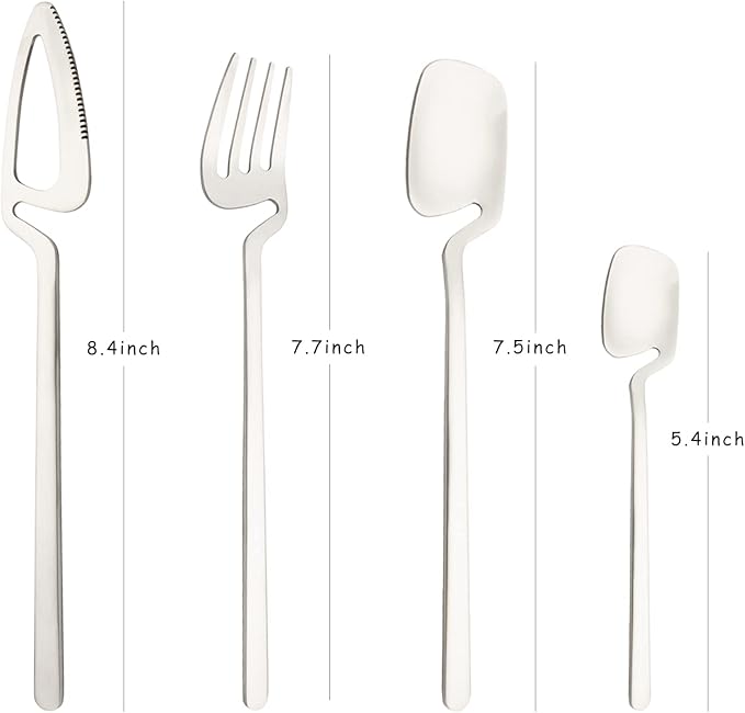 Brushed Silver Flatware Set for 8, Uniturcky 32-Piece Matte Silverware Set with Colored Handles, 18/10 Stainless Steel Dinnerware Tableware Set, Eating Utensils for Party/Wedding/Home