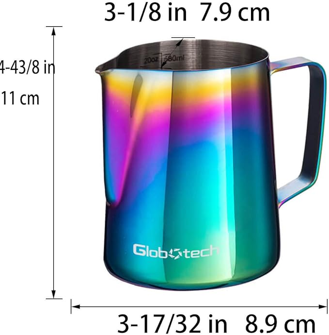 Frother Cup Stainless-steel Steam Pitcher – Espresso Accessories Milk frothing Pitcher Coffee Froth Jug Latte Art Steamer Pitcher 20 Oz Multicolor 600ml