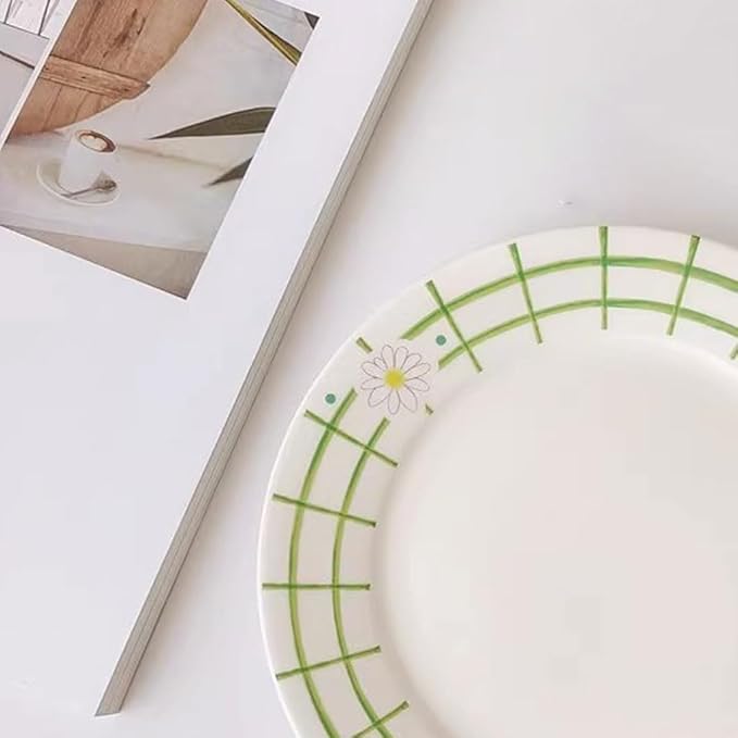 Plates for Kitchen Small Fresh and Simple White Ceramic Dinner Plate Western Food Plate Fruit Plate Salad Plate Plate for Eating