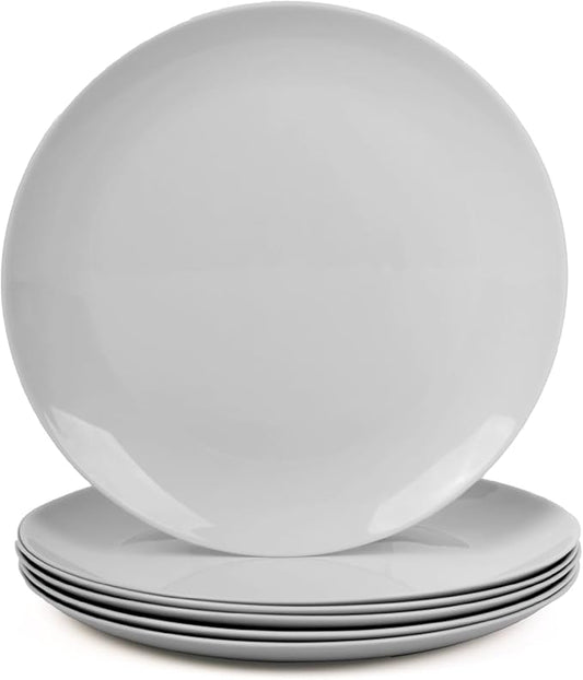 8.5 inch Salad Plate Set of 6, Lightweight Opal Glass Round Grey Plates for Appetizer Dessert Kitchen, Dishwasher and Microwave Safe
