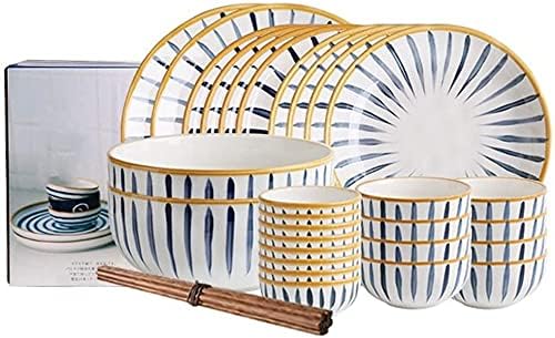 Porcelain Dinnerware Set, 28 Pieces Japanese Style Ceramics Dinner Sets | Plate/Bowl - Tableware Combination Set for Restaurant, White