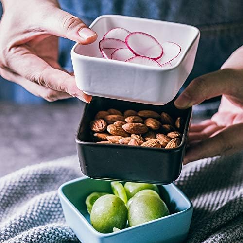 Sizikato 4 pcs Matte Ceramic Square Soy Sauce Dipping Bowls Side Dishes for Snack Sushi Fruit Appetizer Dessert. 3.5 Inches