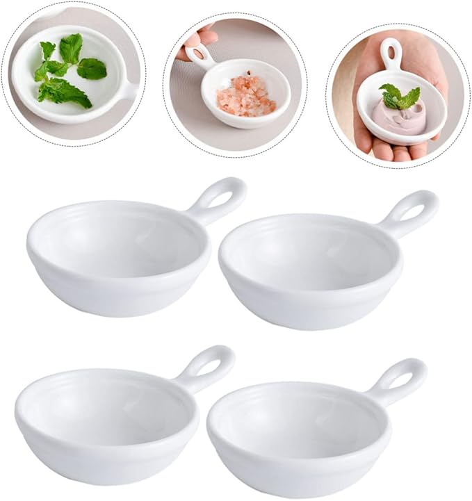 STOBAZA 4pcs Appetizer Plates of Condiment Bowls Handle for Boys and Girls French Fries Soup