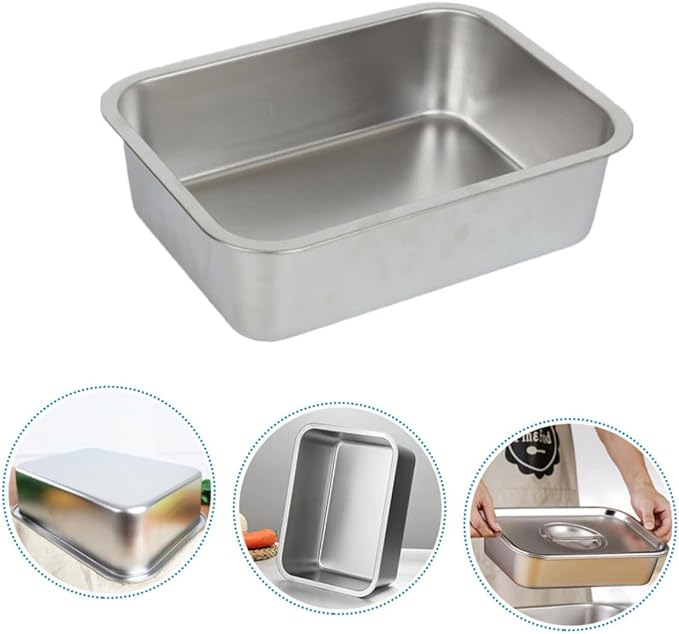 1Pc Stainless Steel Food Storage Tray Serving Plate for Vegetables Kitchen Utensil for Home Use Easy to Clean Dinnerware Suitable for Open Flames Induction
