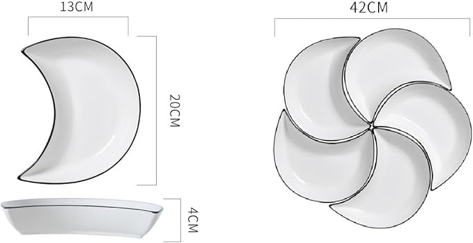 5pcs Porceline Serving Trays and Platters Ceramic Divided Serving Dishes Set Large White Decorative Appetizer Food Sushi Snacks Nuts Curry