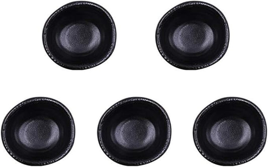 3.5 Inch Simple Style Single Color Stylish Design Multipurpose Porcelain Side Dish Bowl Seasoning Dishes Soy Dipping Sauce Dishes-Set of 5-Black