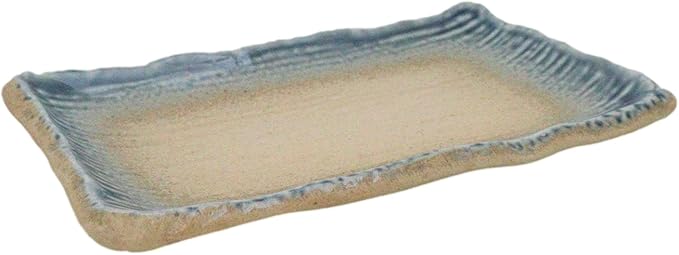 Ebros Gift Artistic Blue River Ao Nagashi Collection Dinnerware Serveware Kitchenware Set Asian Japanese Restaurant Supply (Pack Of 5 Rectangular Wavy Sushi Plates)
