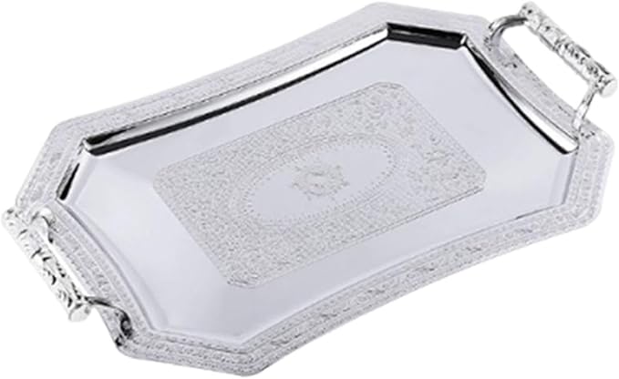 Serving Tray Ornament Organizer Cake Stand Supplies Reusable Fruit Tray Platter for Weddings Household Home Kitchen Holiday, Silver