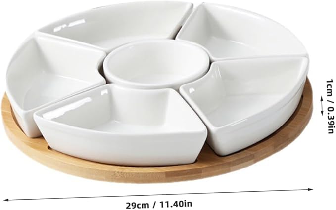 PRETYZOOM 1Set Ceramic Divided Serving Tray with Multi-Compartment Food Dish for Fruits Snacks Appetizers and Desserts Large Capacity Plate for Home Dining and Entertaining