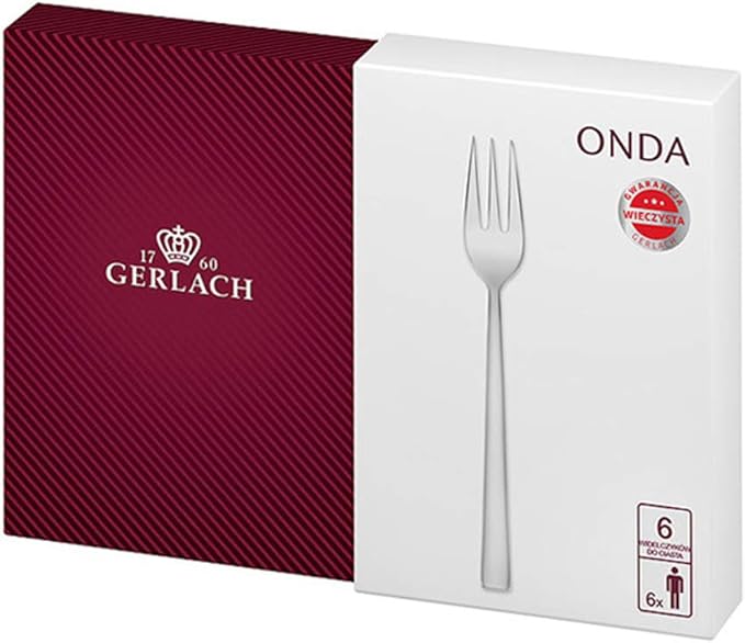 Gerlach G01-0030P-ZCIA-06PU-S1S1-01 Flatware Serving Set with 6 Pieces of Cake Forks Onda Box and shine-G01-0030P-ZCIA-06PU-S1S1-01, Stainless Steel