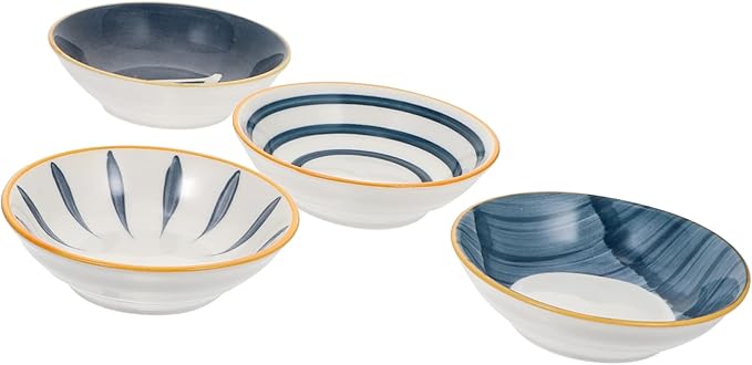 4pcs Ceramic Sauce Dishes Japanese Style Mustard Plates for Dipping Assorted Appetizer Plates for Condiments and Side Dishes