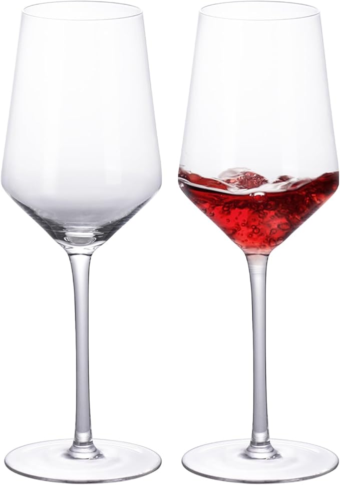 KAMMAK Wine Glasses Crystal Red and White Wine Glasses Set of 2, 17oz Hand Blown Large Glass with Long Stem, Premium Glassware for Wine tasting, Birthday Gift, Party, Anniversary