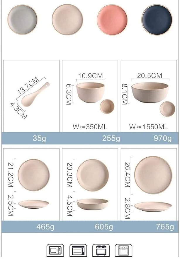 Dinnerware Sets Dish Set,19-Piecess,Bone China Porcelain Tableware Set with Plates Bowls and Dish,Ceramic Dinner Set for Home Kitchen (Beige 14)