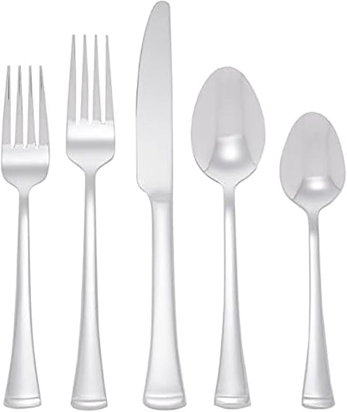 Gourmet Basics by Mikasa Contempo 45-Piece Stainless Steel Flatware Set, Service for 8