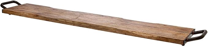 Godinger Wood Serving Tray, Charcuterie Platter Cheese Board with Metal Handles - 40 inch