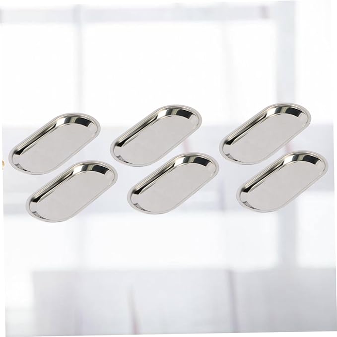 6-pc Silver Stainless Steel Food Serving Trays Lid Decorative Party Trays for Wedding Birthday Christmas