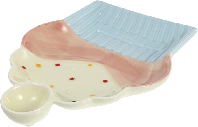 LIFKOME 1pc Ceramic Dumpling Plate Cake Shape Serving Tray Restaurant Salad Plate Easy Clean