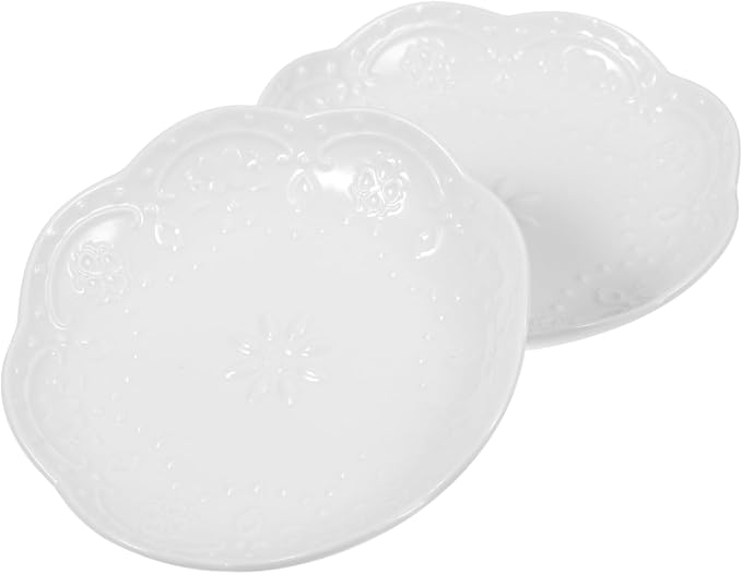 2pcs Ceramic Sauce Dish Flower Butterfly Embossed Dipping Bowls Versatile Appetizer Plates for Condiments Fruits Nuts and Snacks for Home and Parties