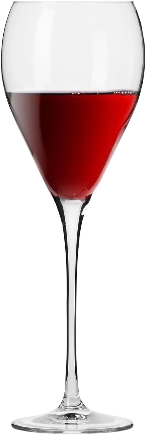 Krosno Red Wine Glasses, Set of 4, 16.2 oz, Perla Collection, Elegant Rounded Shape, Durable Crystalline Glass, Unique Design, Dishwasher Safe, Made in Europe