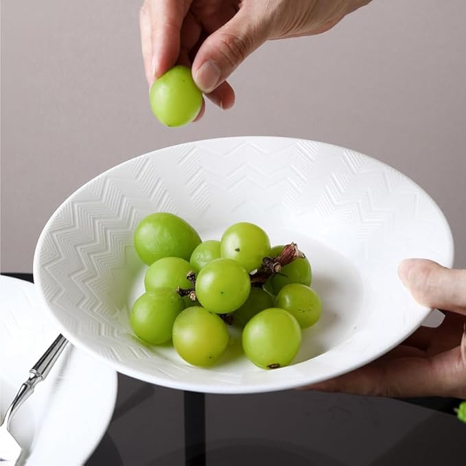 White 8" 9" Porcelain Tableware Plate Noodel Bowl Ceramic dinnerware For Home Family Party Weeding Restaurant And Kitchen Use (9" Plate Pack of 2)