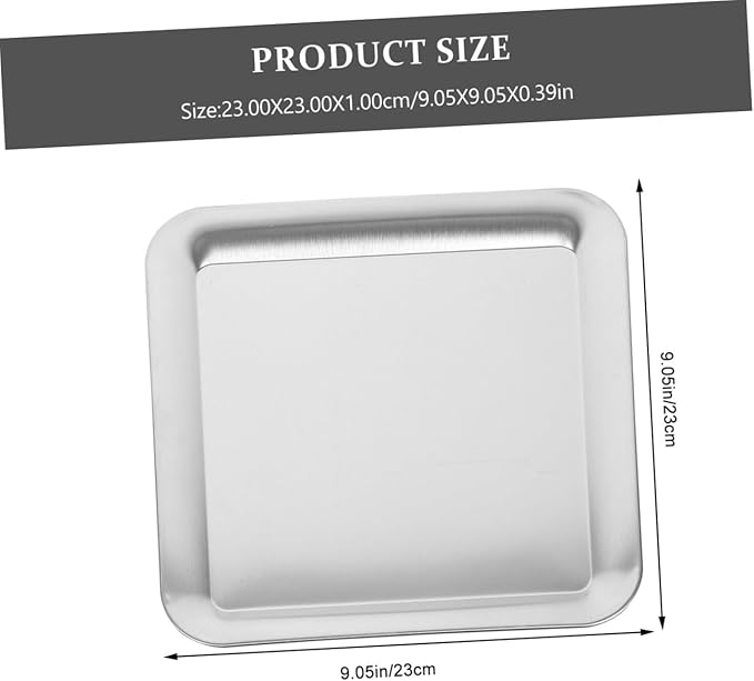 PRETYZOOM Serving Tray Thick Stainless Steel Tray Food Serving Cake Storage Plate Party Dessert Holder Fruit Easy Clean No Stickiness Material