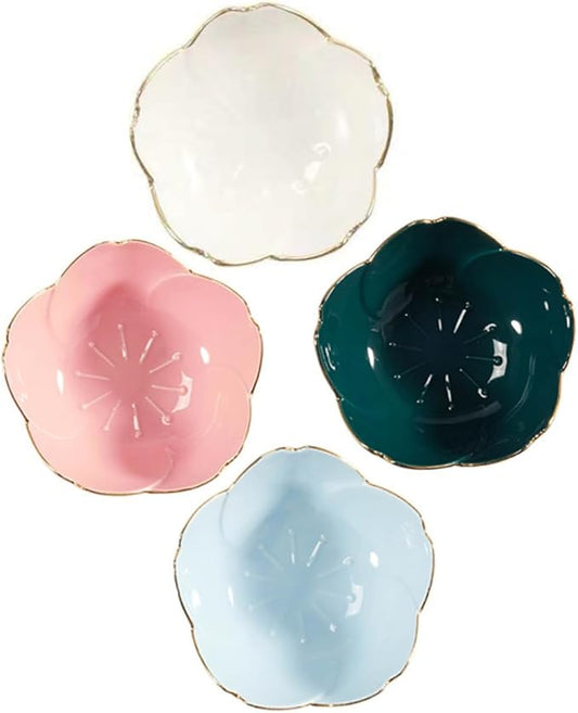4pcs Ceramic Dipping Sauce Bowls Elegant Appetizer Plates for Soy Sauce Ketchup Vinegar Design for Home Kitchen Parties and Outdoor Use