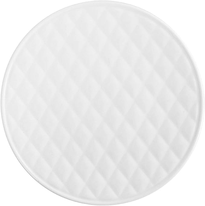 SHINING Ceramic Dessert Appetizer Plates Square And Rectangular Diamond Grain Salad Plates for Fruit Cheese Dessert Lunch (10", Round Plate)