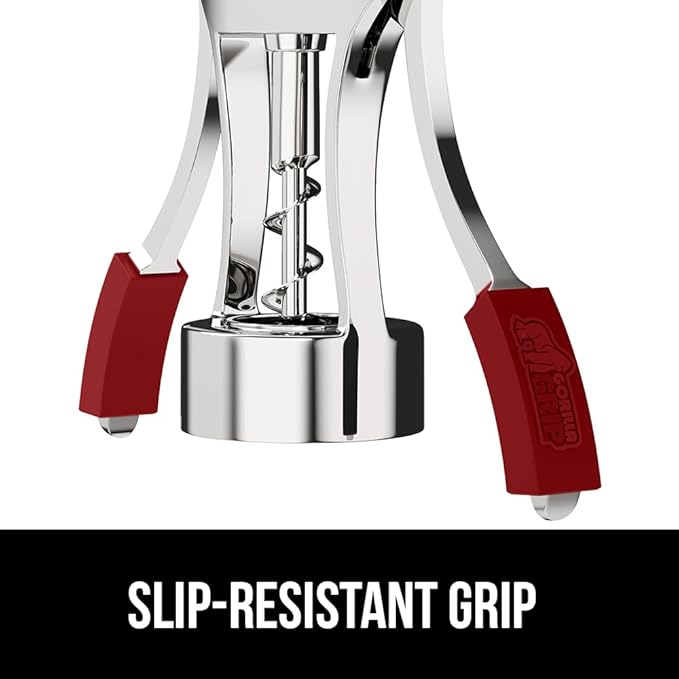 GORILLA GRIP BPA-Free Premium Wine Opener, Heavy Duty Zinc Alloy Wing Corkscrew, Multifunctional Bottle Openers Remove Corks, Caps, Easy to Use Sharp Cork Screw, Dishwasher Safe, Bar Essential, Red