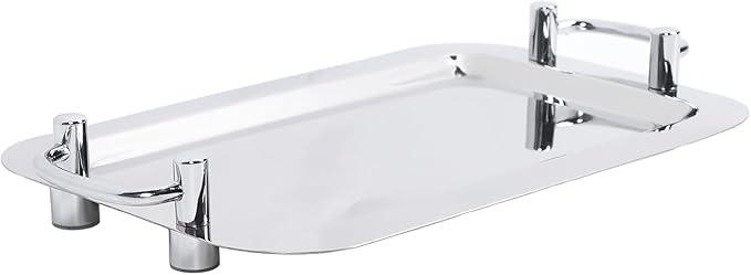 Stainless Steel Buffet Plate, Mirrored Silver Tray, Bright Mirror Finish Serving Tray with Handle for Hotel Restaurant Banquet (Square Length 43 cm)